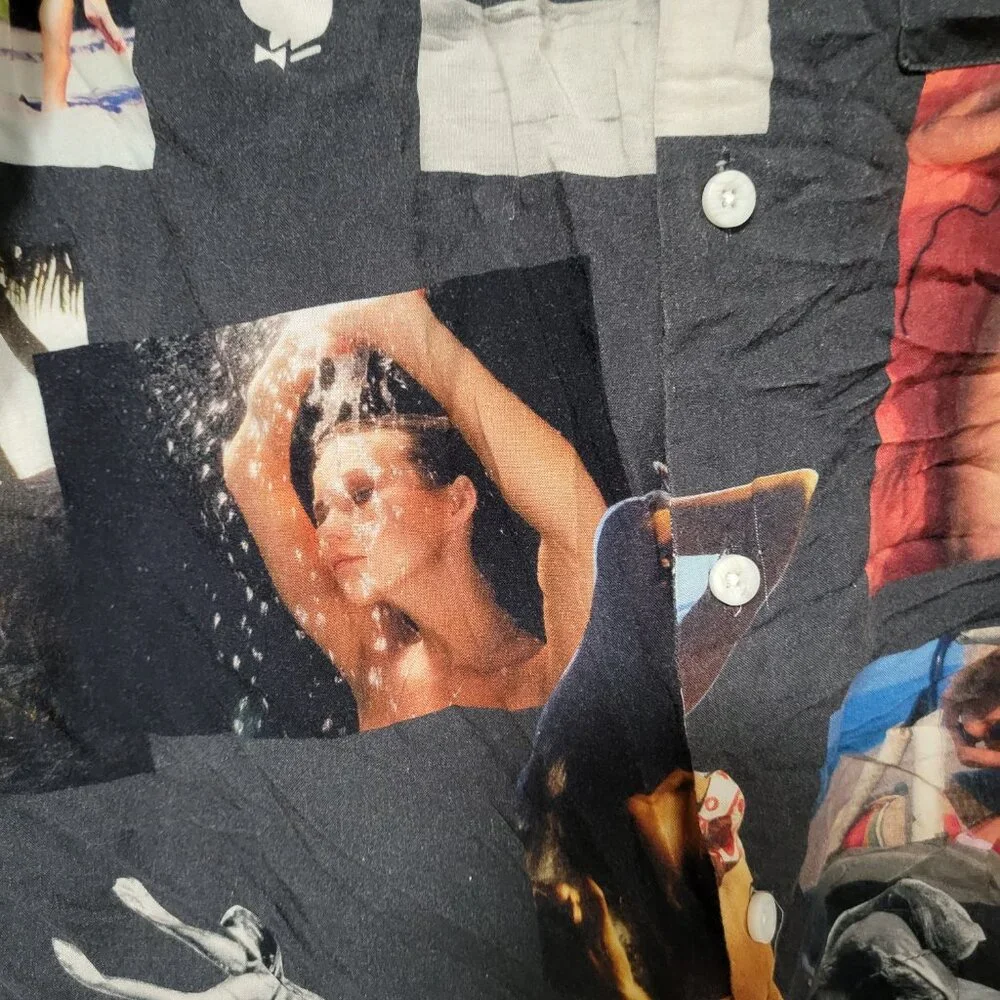 Men's Playboy Surf Club x PACSUN Pinup Girl Graphic Button Down Shirt size Small - Picture 5 of 11